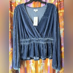 Velvet Wrap Peplum Top ✨ NWT